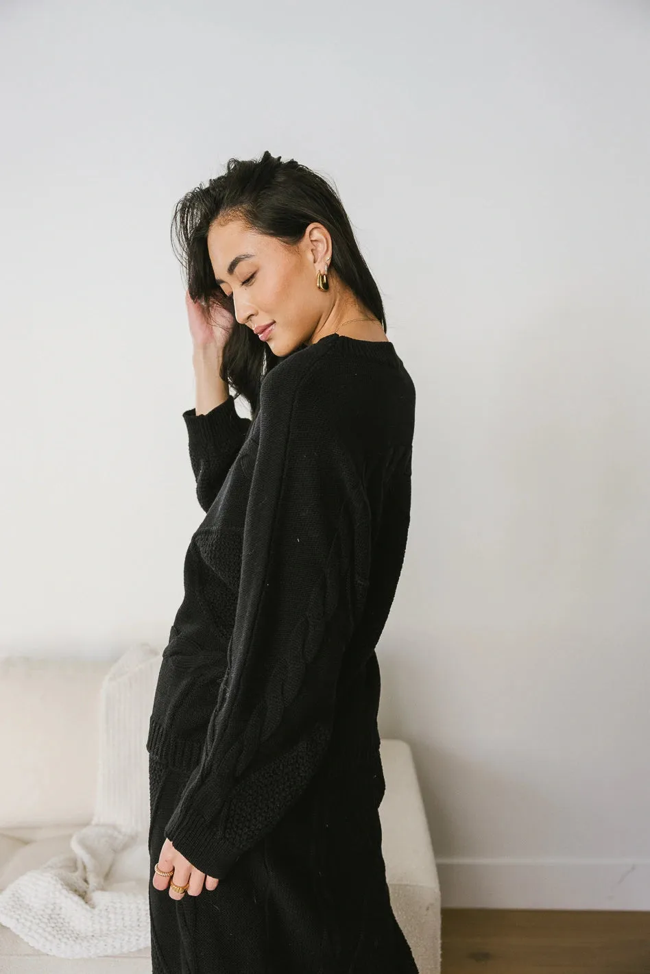 Lilly Cable Knit Sweater in Black - FINAL SALE