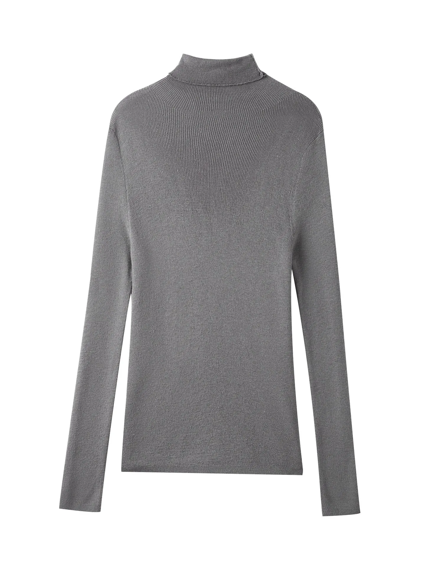 Long Sleeve High-Neck Wool Pullovers