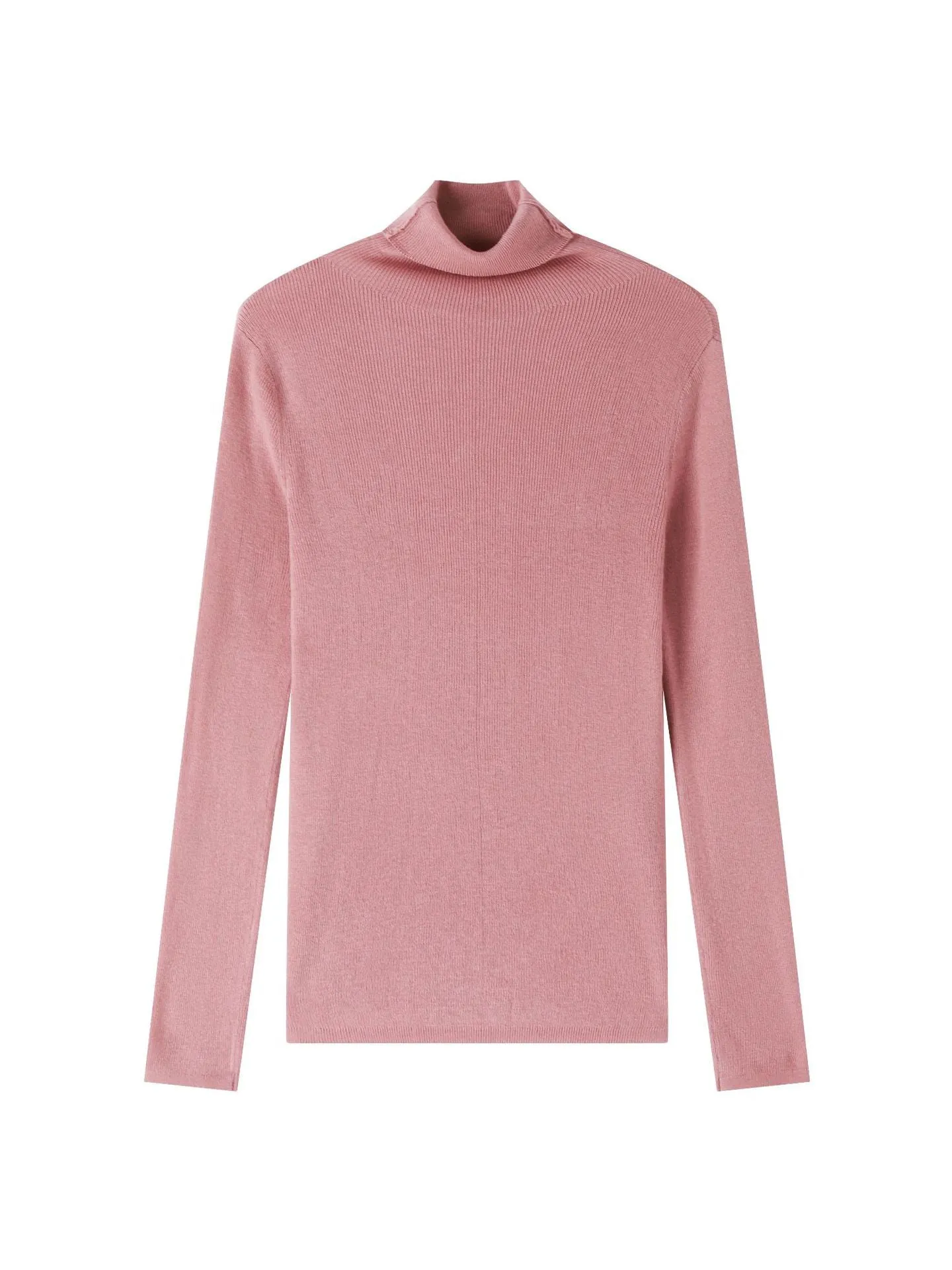 Long Sleeve High-Neck Wool Pullovers