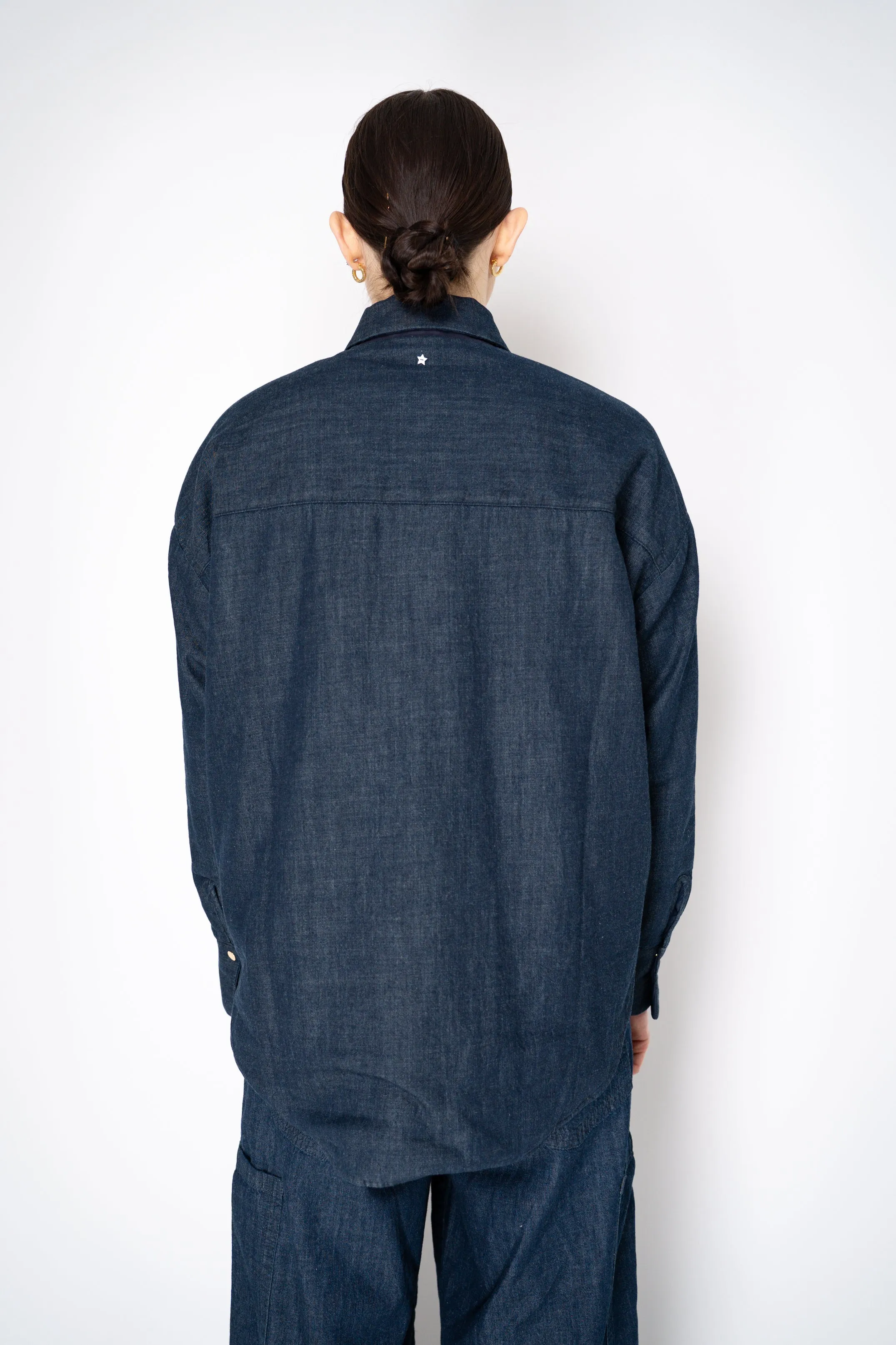 Lorena Antoniazzi Insulated Reversible Shirt Jacket in Navy