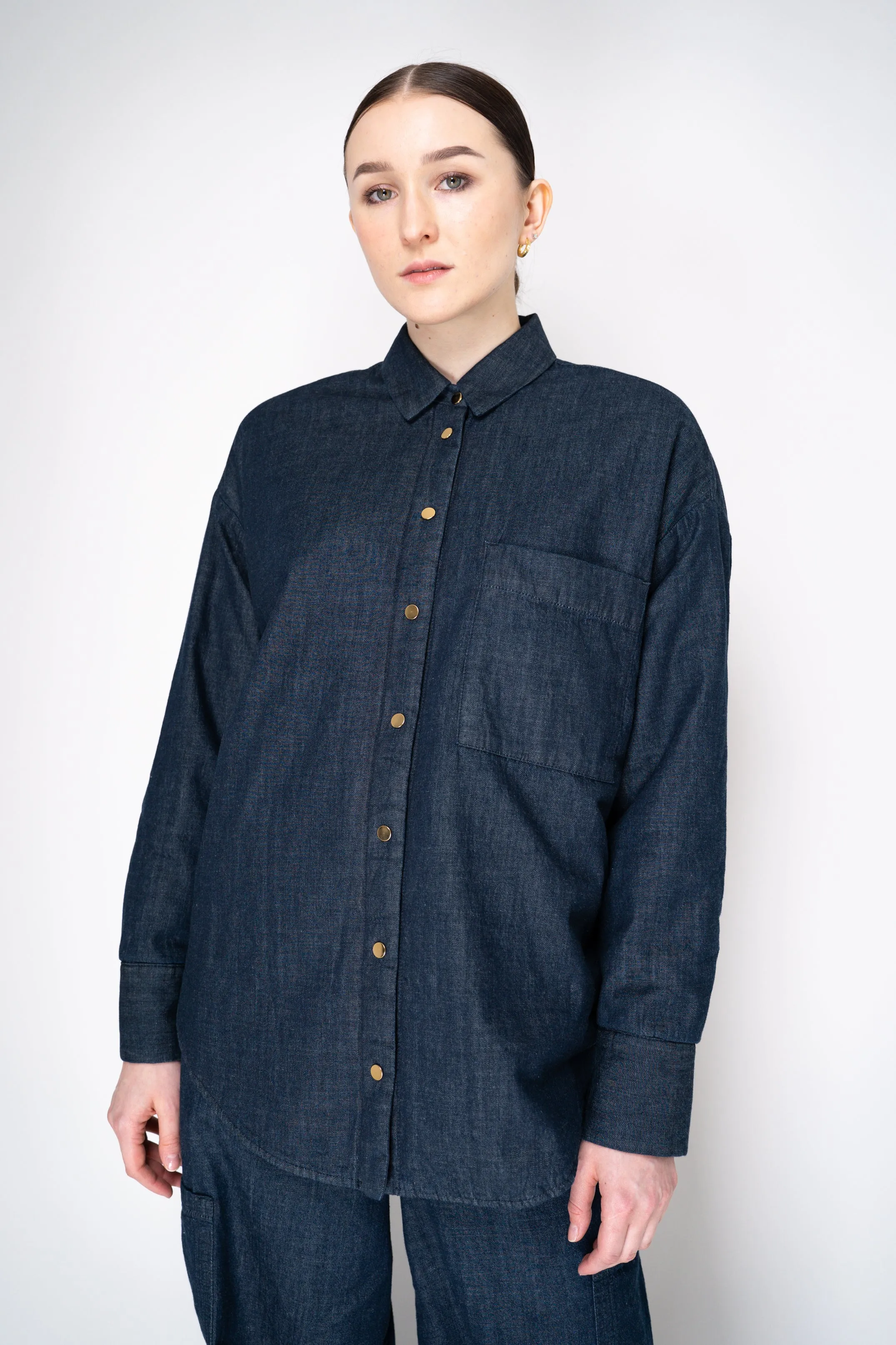 Lorena Antoniazzi Insulated Reversible Shirt Jacket in Navy