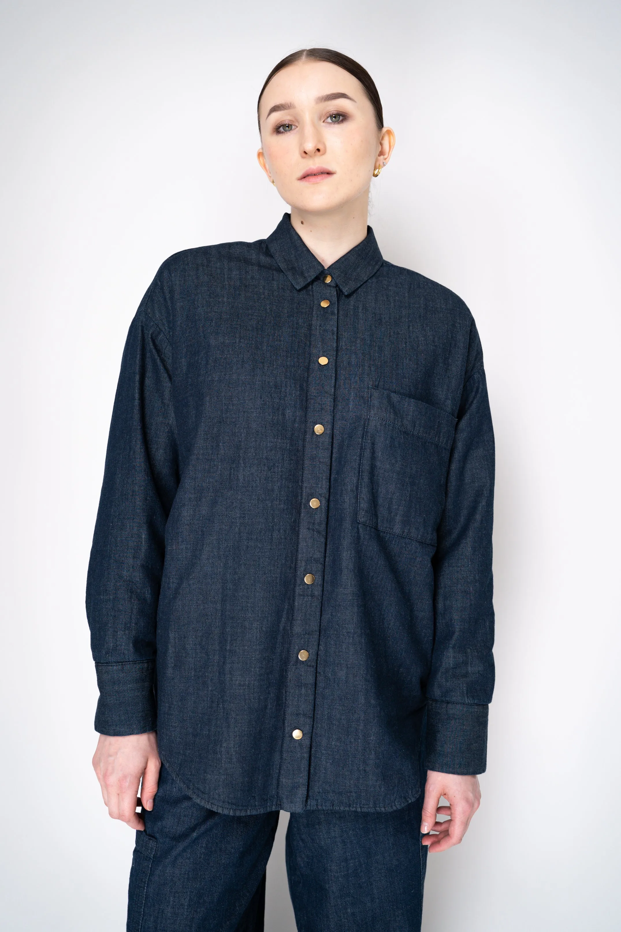 Lorena Antoniazzi Insulated Reversible Shirt Jacket in Navy