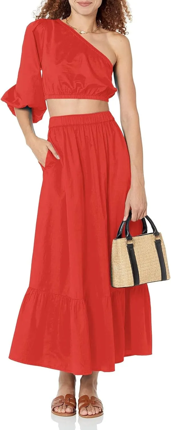 Maxi Skirts for Women Pleated Long Midi Skirt with Pockets Casual Summer High Waisted Flowy Trendy Boho A Line Skirts