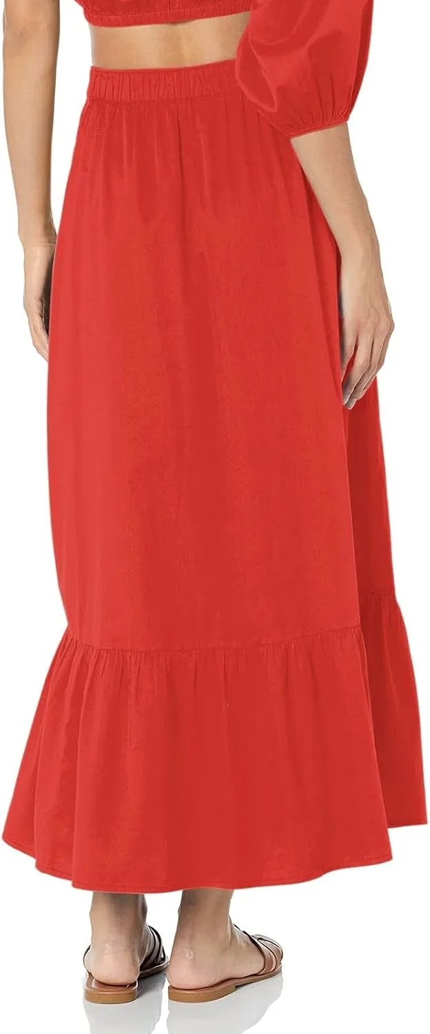 Maxi Skirts for Women Pleated Long Midi Skirt with Pockets Casual Summer High Waisted Flowy Trendy Boho A Line Skirts