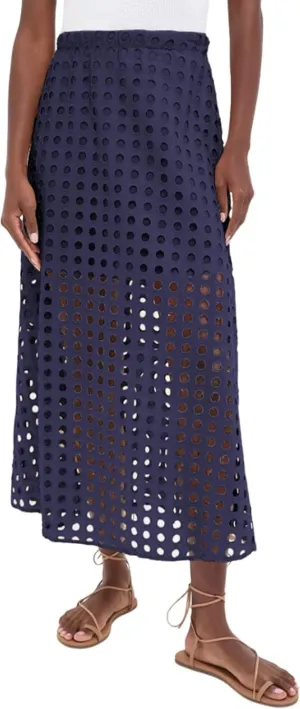 Melliflo Women's Eyelet Hollow Out Maxi Skirts Summer High Waisted Beach Skirt Casual Solid Long Skirt with Underneath 2025