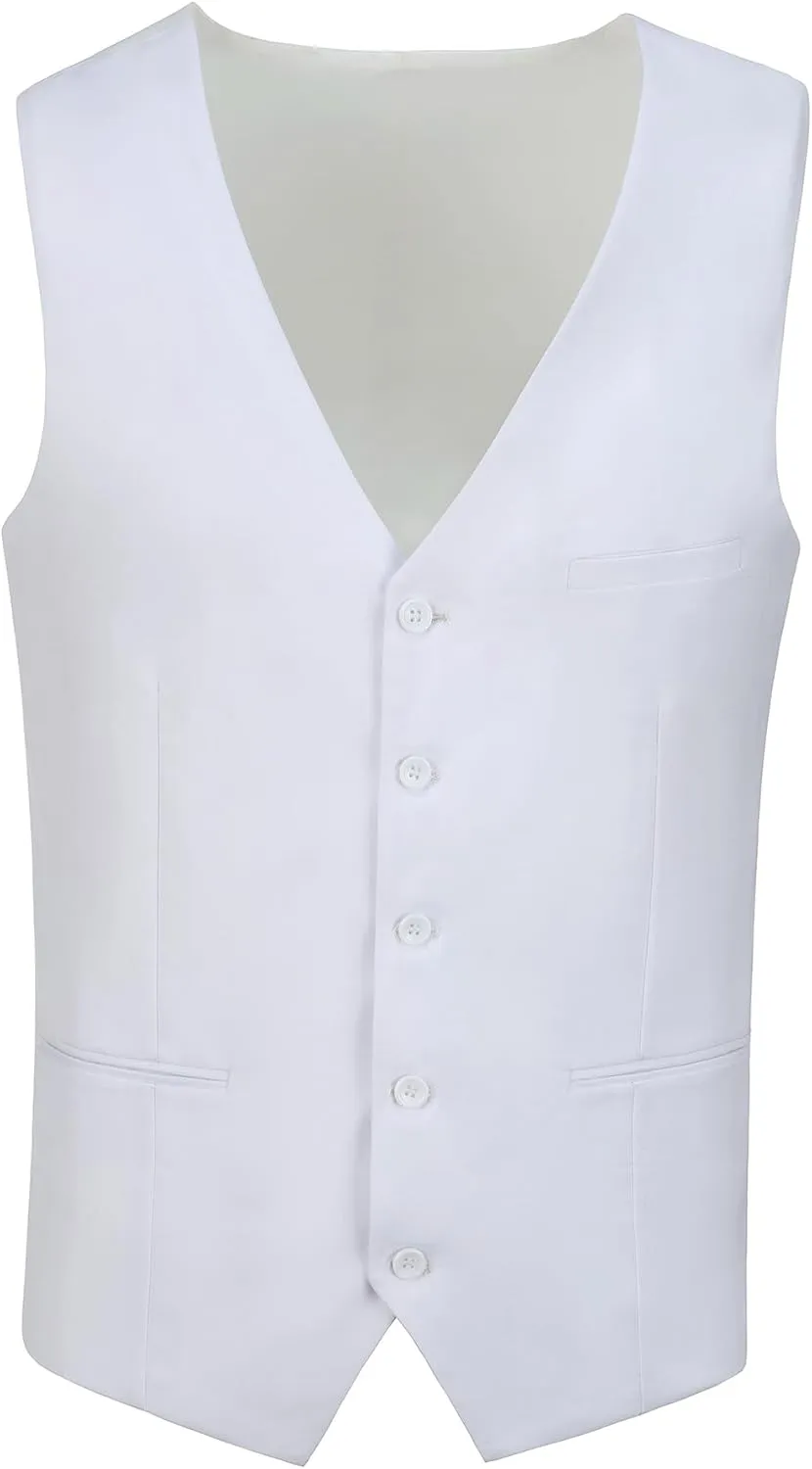 Mens 3 Piece Slim Fit Suit Set, 2 Button Solid Blazer Jacket Vest Pants Business Tuxedo