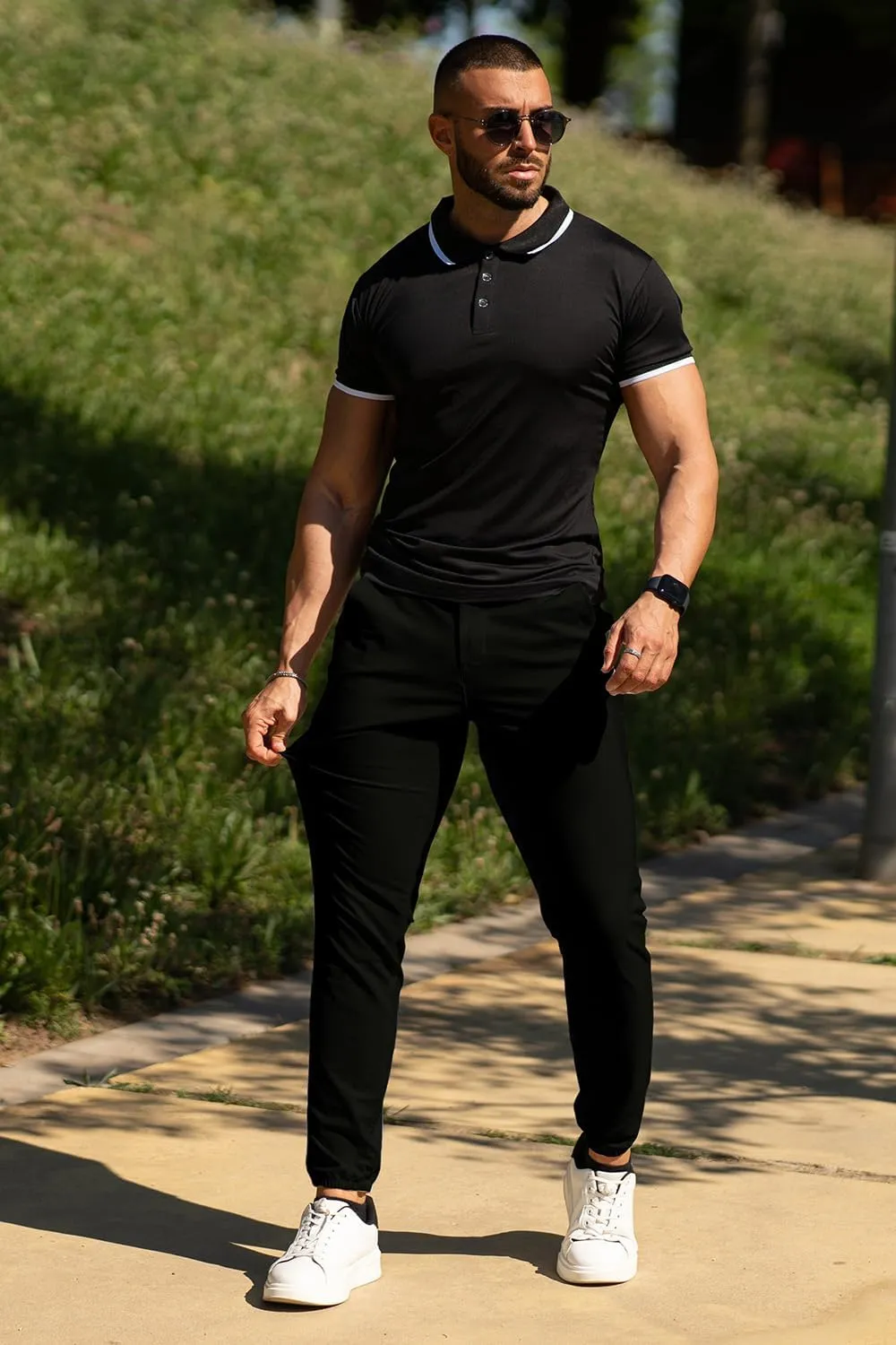 Men's 4-Way Stretch Slim Tapered Fit Golf Joggers -30" 28" 26" Inseam Nylon