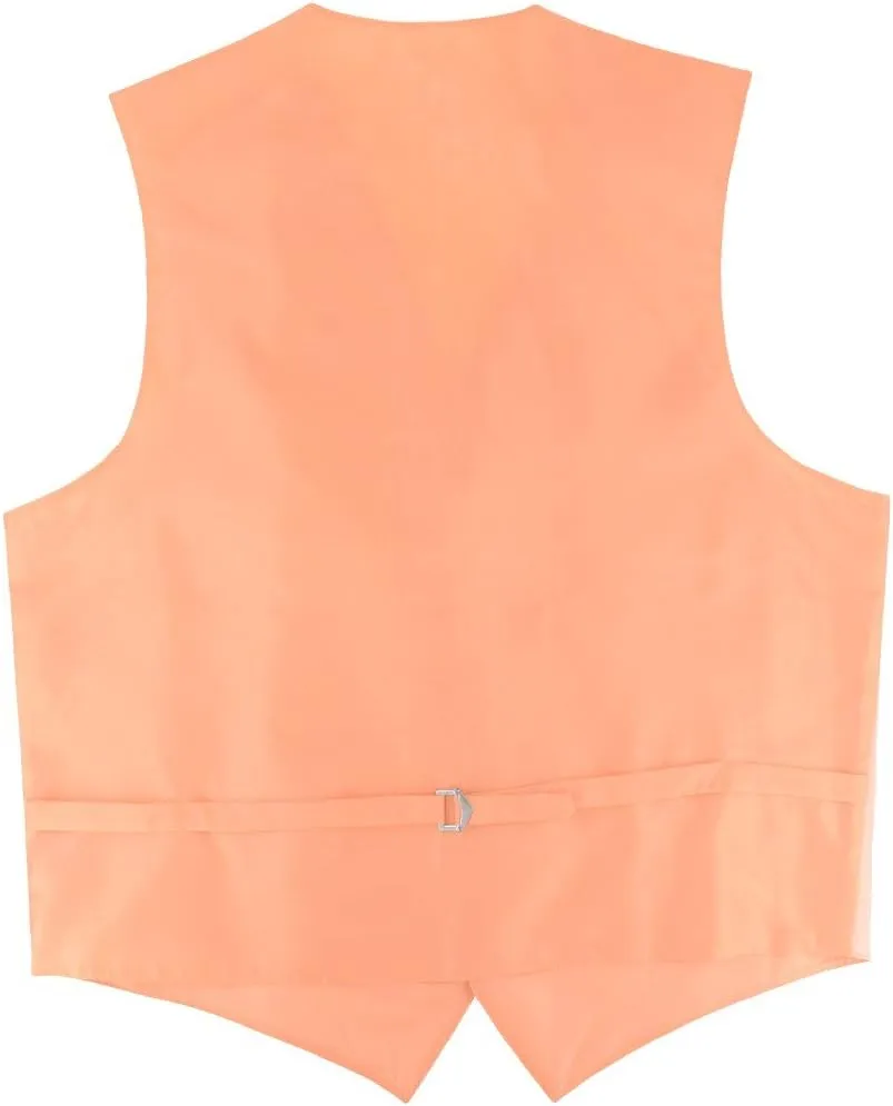 Men's Dress Vest & NeckTie Solid PEACH Color Neck Tie Set for Suit or Tuxedo