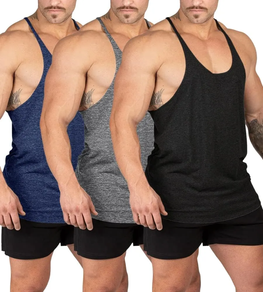 Mens Stringer Bodybuilding Tank Tops Y Back Gym Workout Training Stretch Polyester Quick Drying Low Cut Muscle Shirt