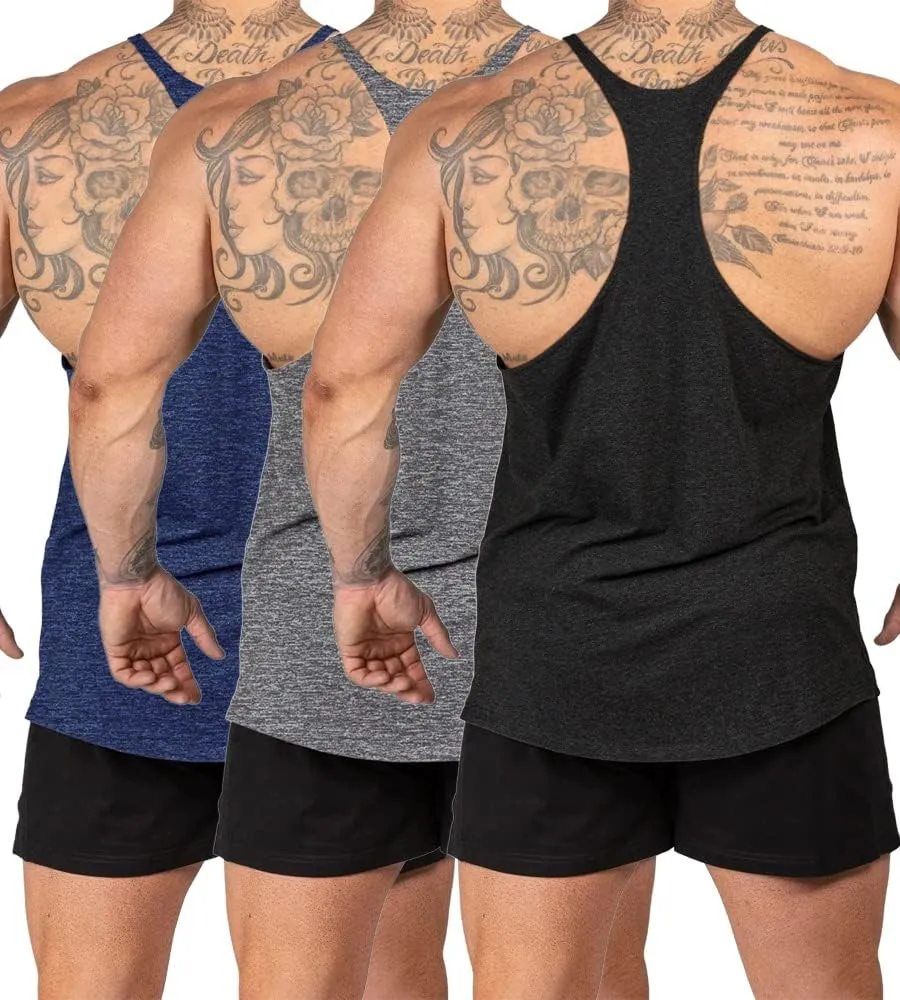 Mens Stringer Bodybuilding Tank Tops Y Back Gym Workout Training Stretch Polyester Quick Drying Low Cut Muscle Shirt