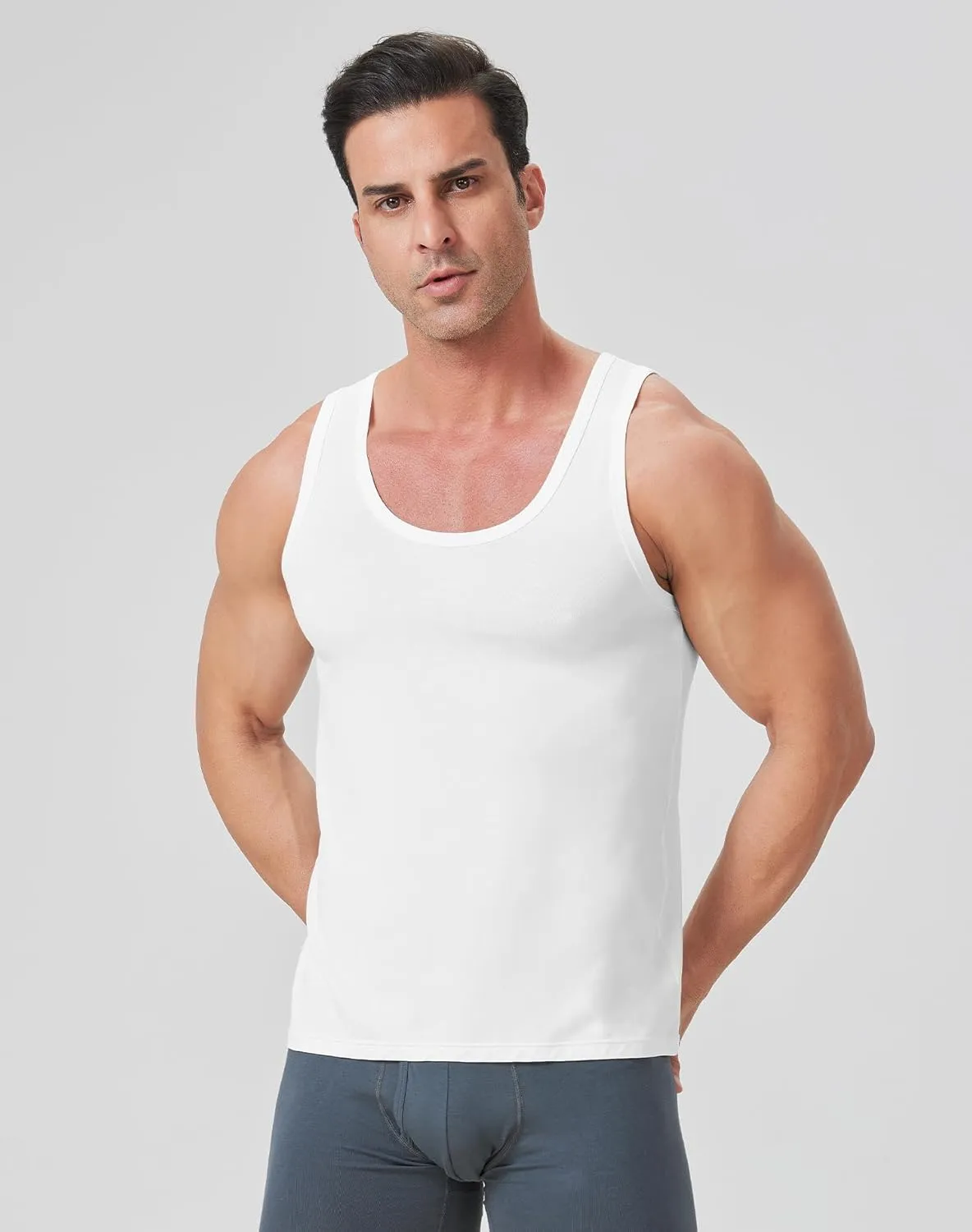Men's Undershirts Bamboo Rayon Comfort Shirts Moisture-Wicking Tank Tops 3 Pack
