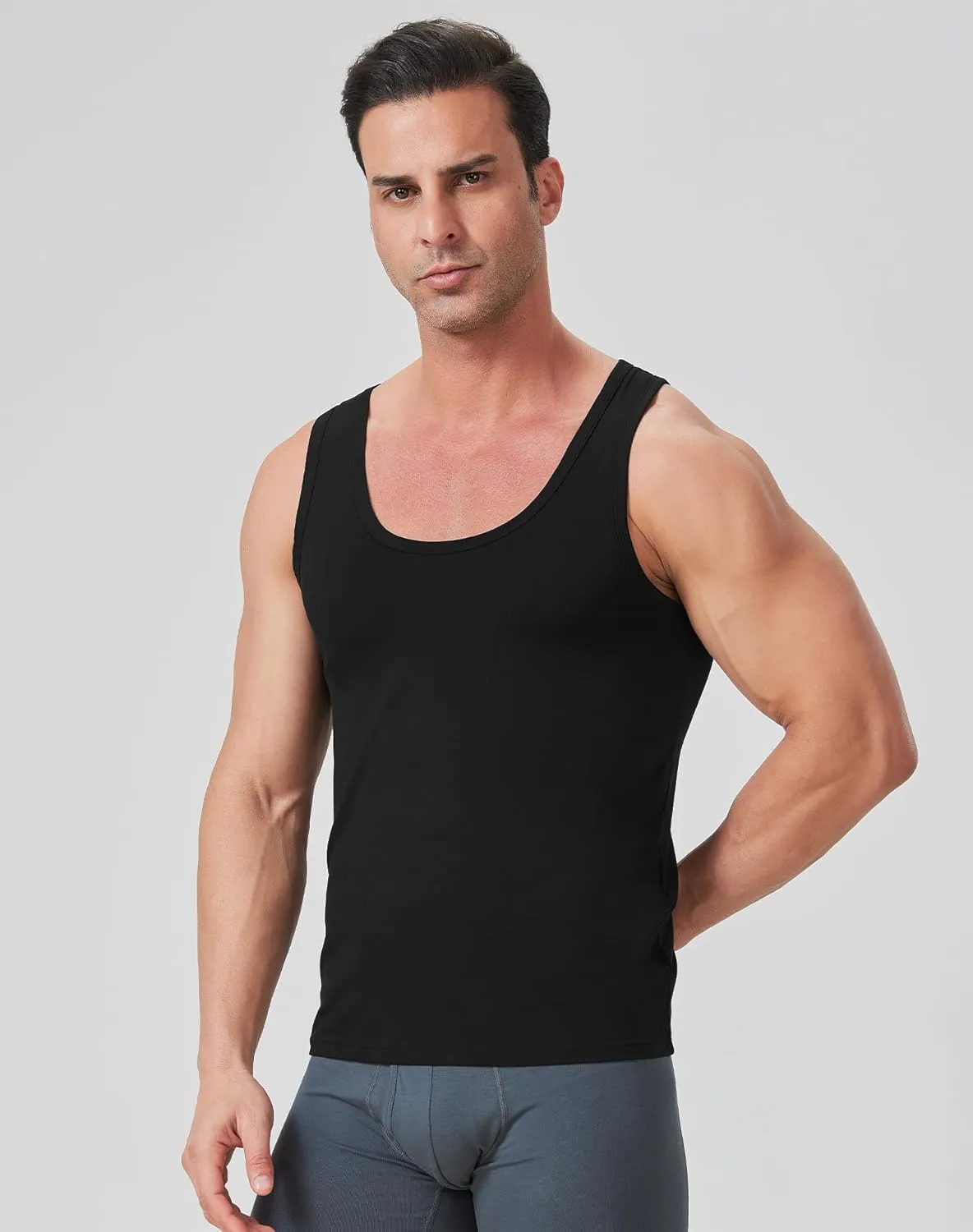 Men's Undershirts Bamboo Rayon Comfort Shirts Moisture-Wicking Tank Tops 3 Pack