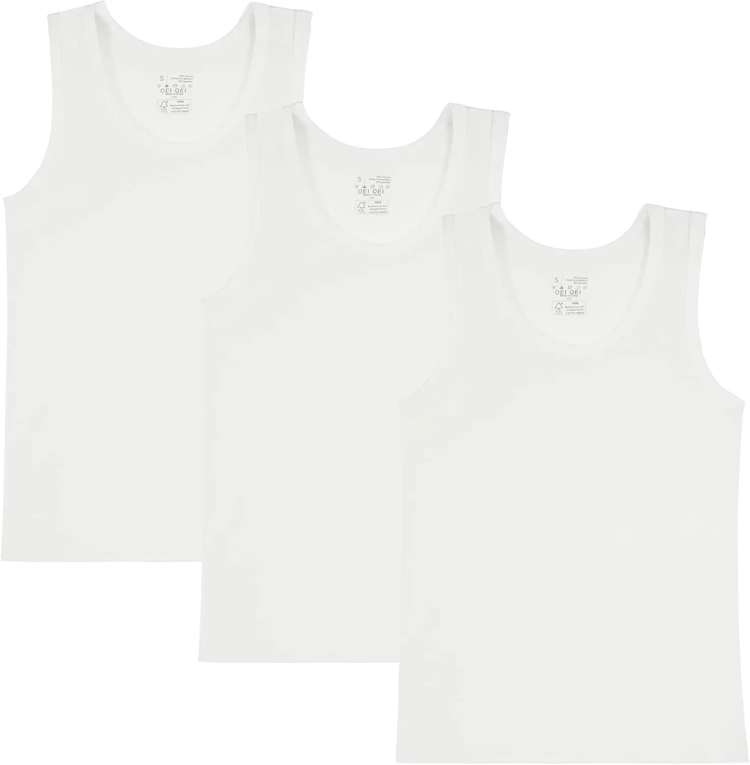 Men's Undershirts Bamboo Rayon Comfort Shirts Moisture-Wicking Tank Tops 3 Pack