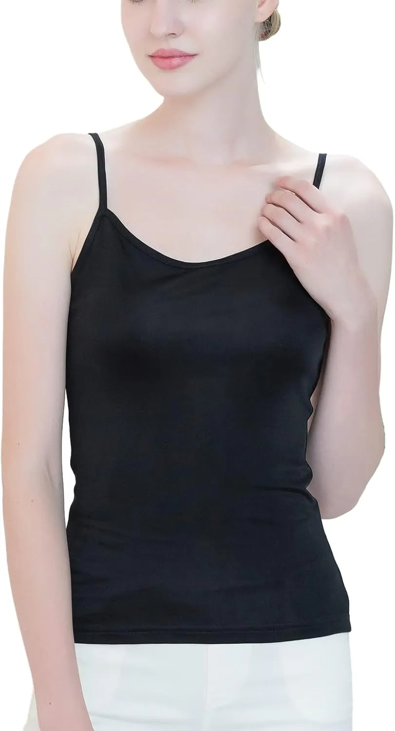 METWAY Womens Silk Camisole/Spaghetti Strap Mulberry Silk Cami Tops/Stretchable Real Knit Silk Tank Undershirt for Layerling
