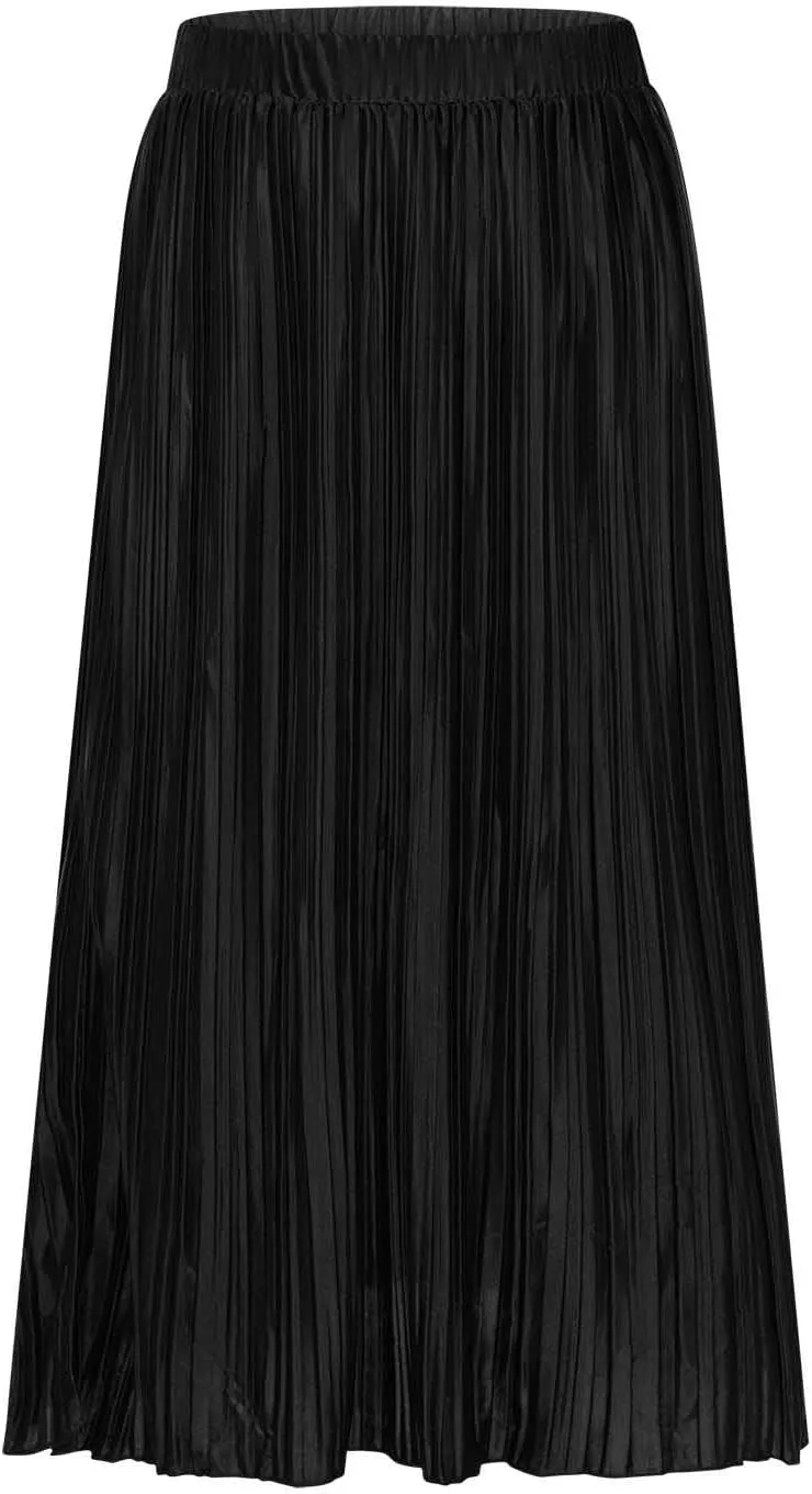 Midi Skirts for Women Split Hem Elastic Waist Long Skirt Casual Solid Color Summer Boho Dress A Line Thigh Dresses