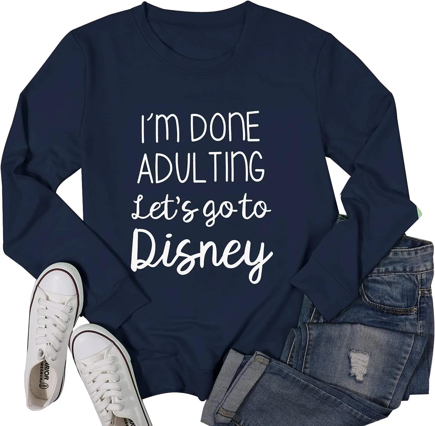 MNLYBABY I Am Done Adulting Sweatshirt for Women Cute Graphic Sweatshirts Casual Long Sleeve Vacation Trip Shirt Tops