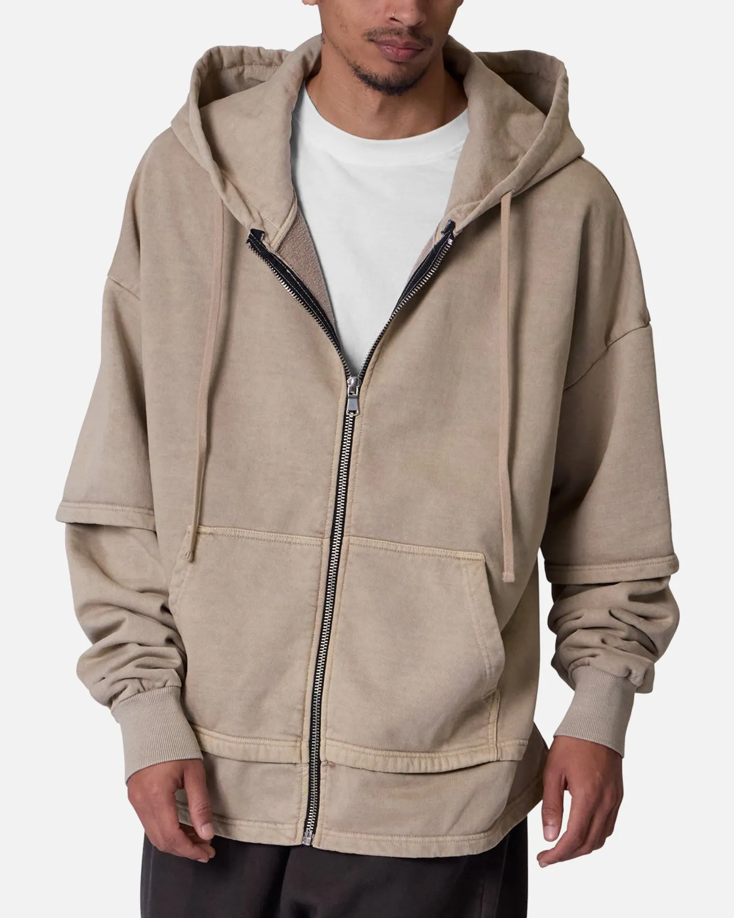 MNML Double Layer Zipper Sweater Washed Earth
