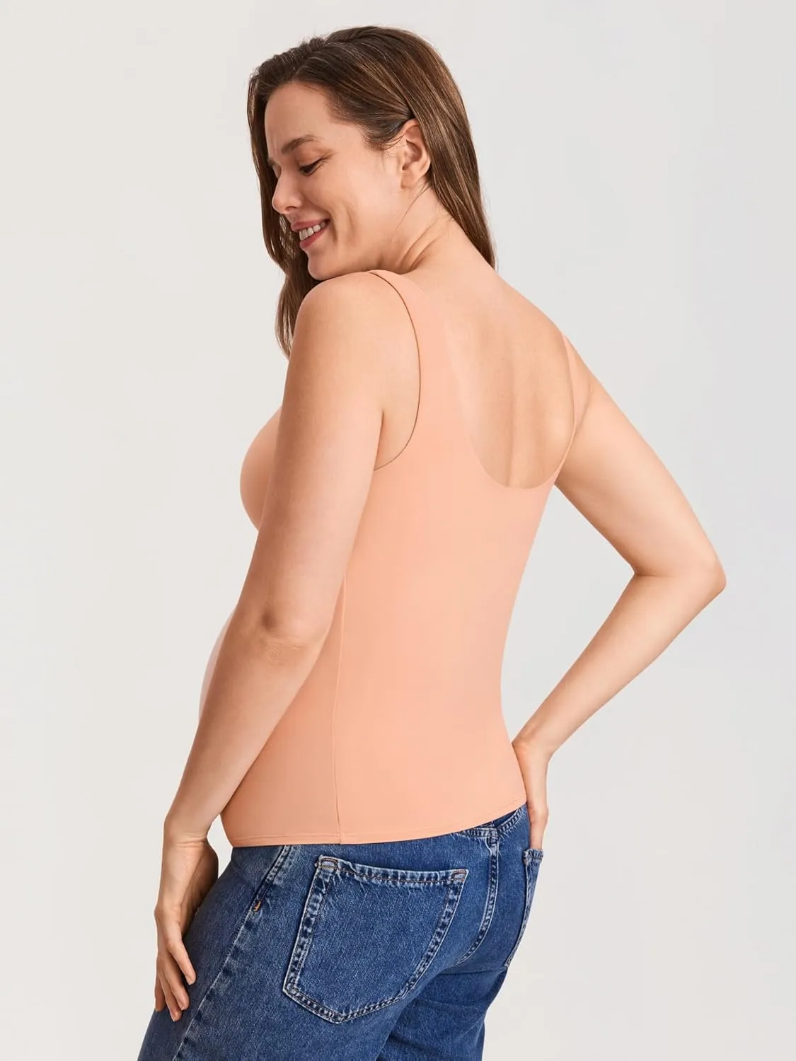 MOMANDA Inbarely Maternity Tank Top Square Neck Workout Tops with Built in Bra Pregnancy Sleeveless Yoga Maternity Clothes