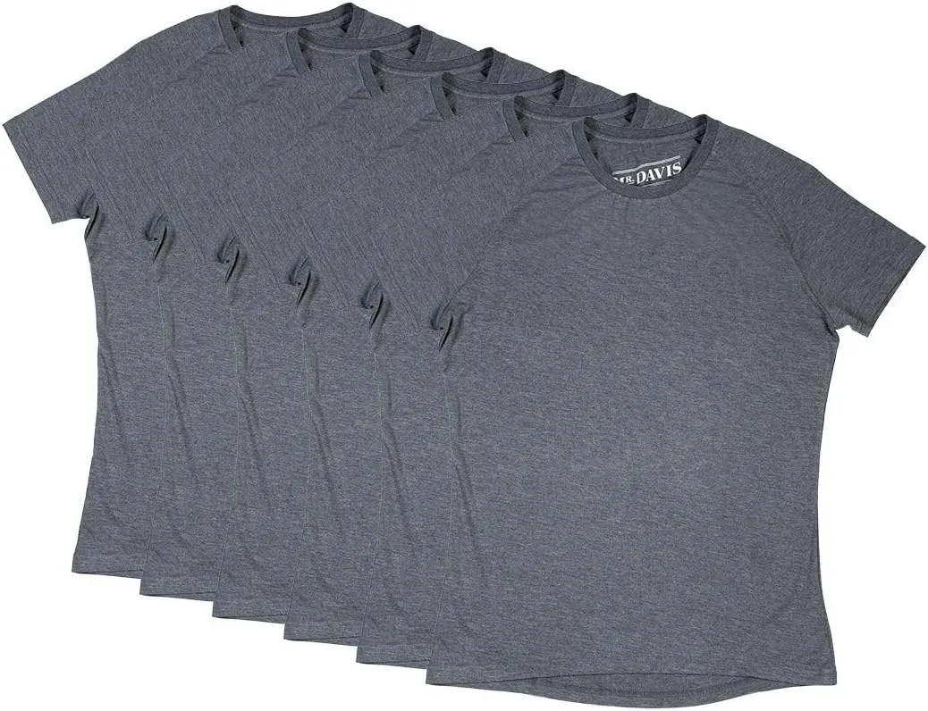 Mr. Davis Men's Bamboo Viscose Tailored Cut Crew Neck Undershirt 6 Pack