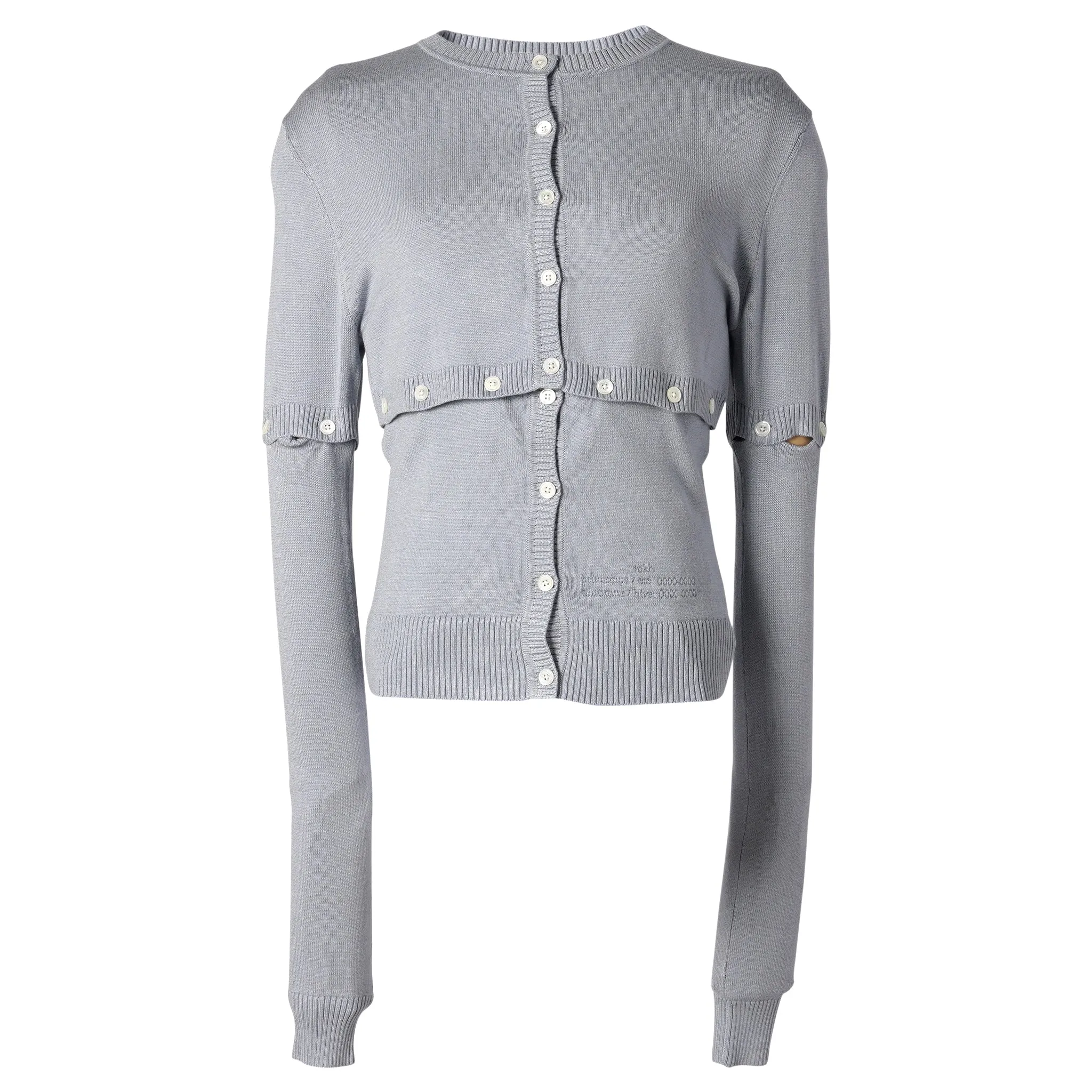 MULTI BUTTON LAYER EFFECT CARDIGAN / SMOKE BLUE
