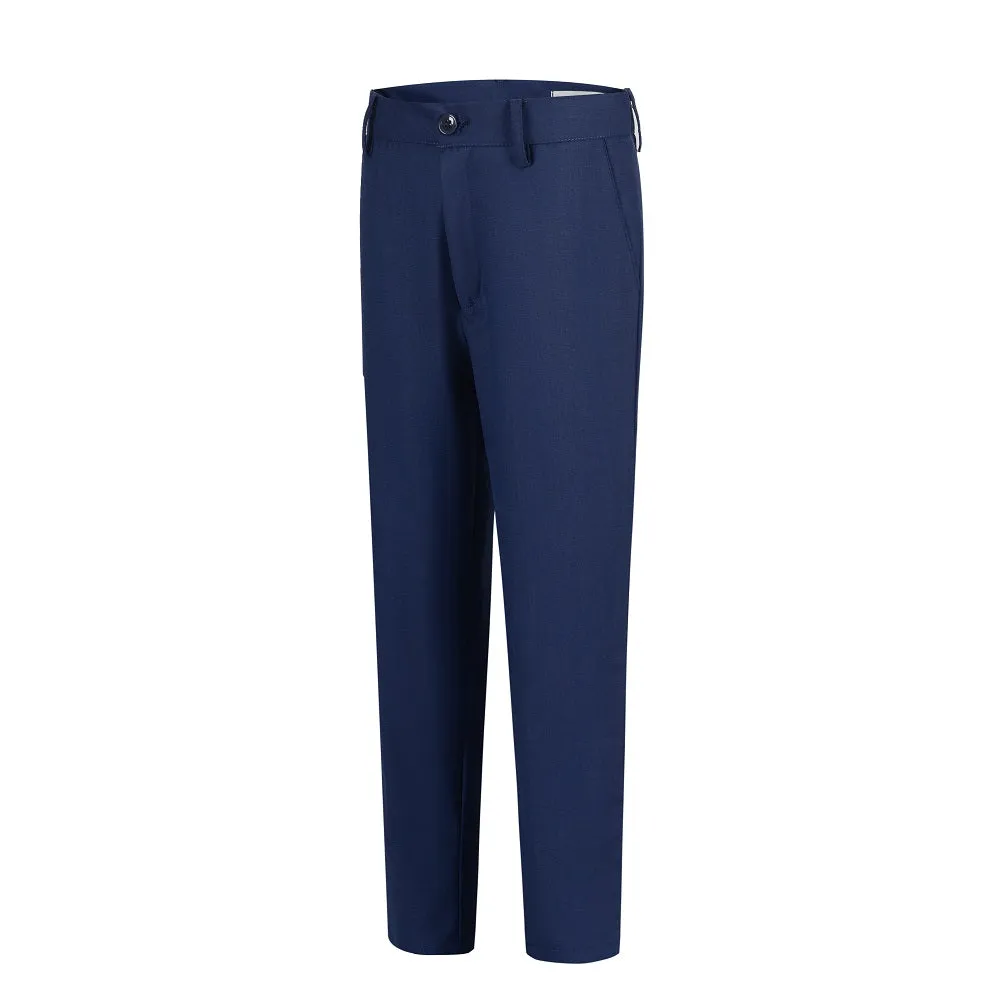 Navy Fit Slim 4 Piece Boy's Formal Suits With Vest Pants Shirt Tie