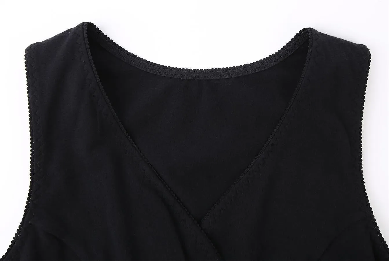 Nursing Maternity Top, Pregnant Breastfeeding Shirt, Women's Cotton V Neck Ruched Waist Double Layered Postpartum Tank