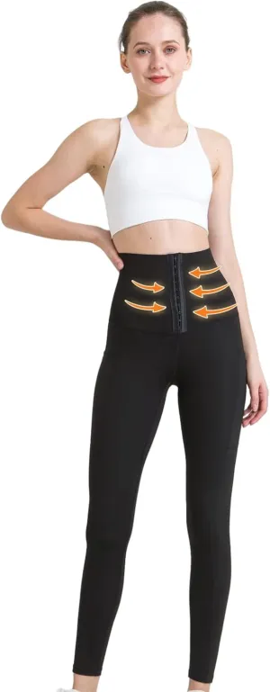 OCIOVAN Women's High Waisted Yoga Pants with Adjustable Waist Corset Belt Leggings Sports Trousers Waist Trainer