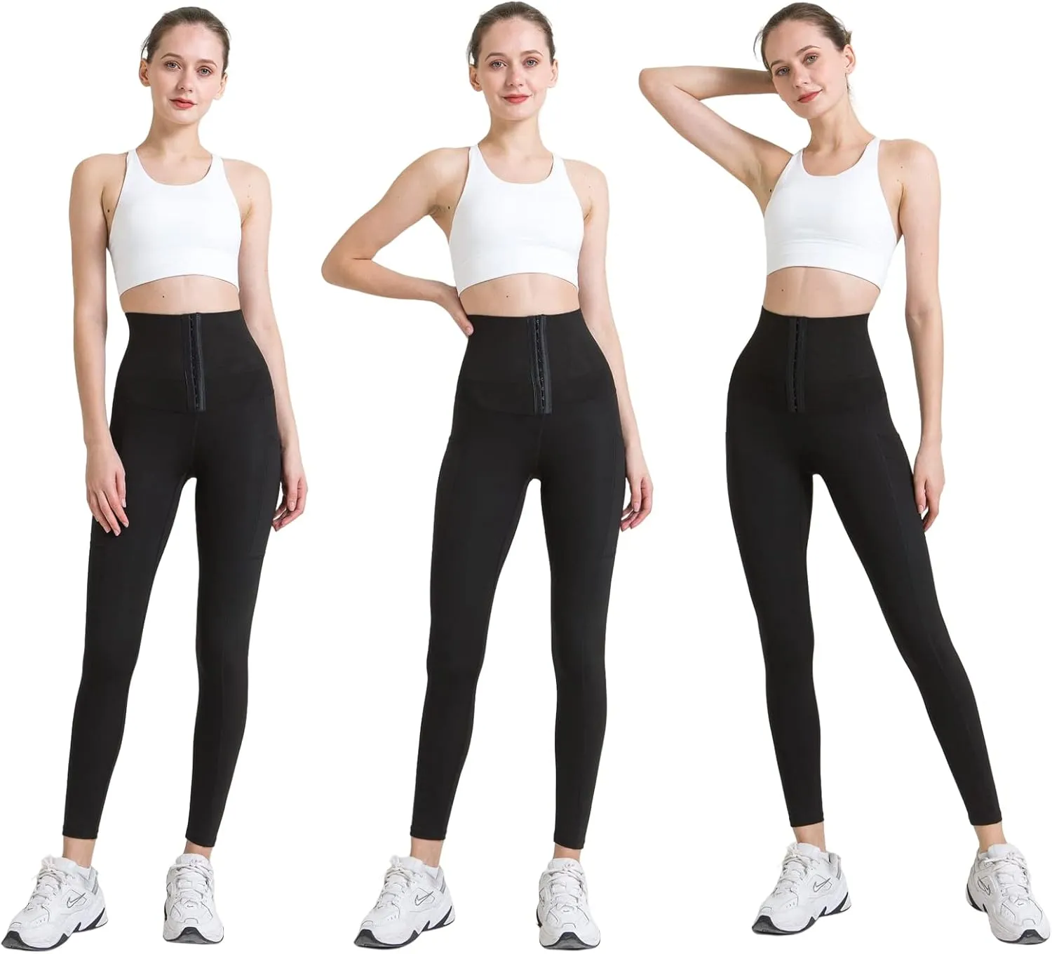 OCIOVAN Women's High Waisted Yoga Pants with Adjustable Waist Corset Belt Leggings Sports Trousers Waist Trainer