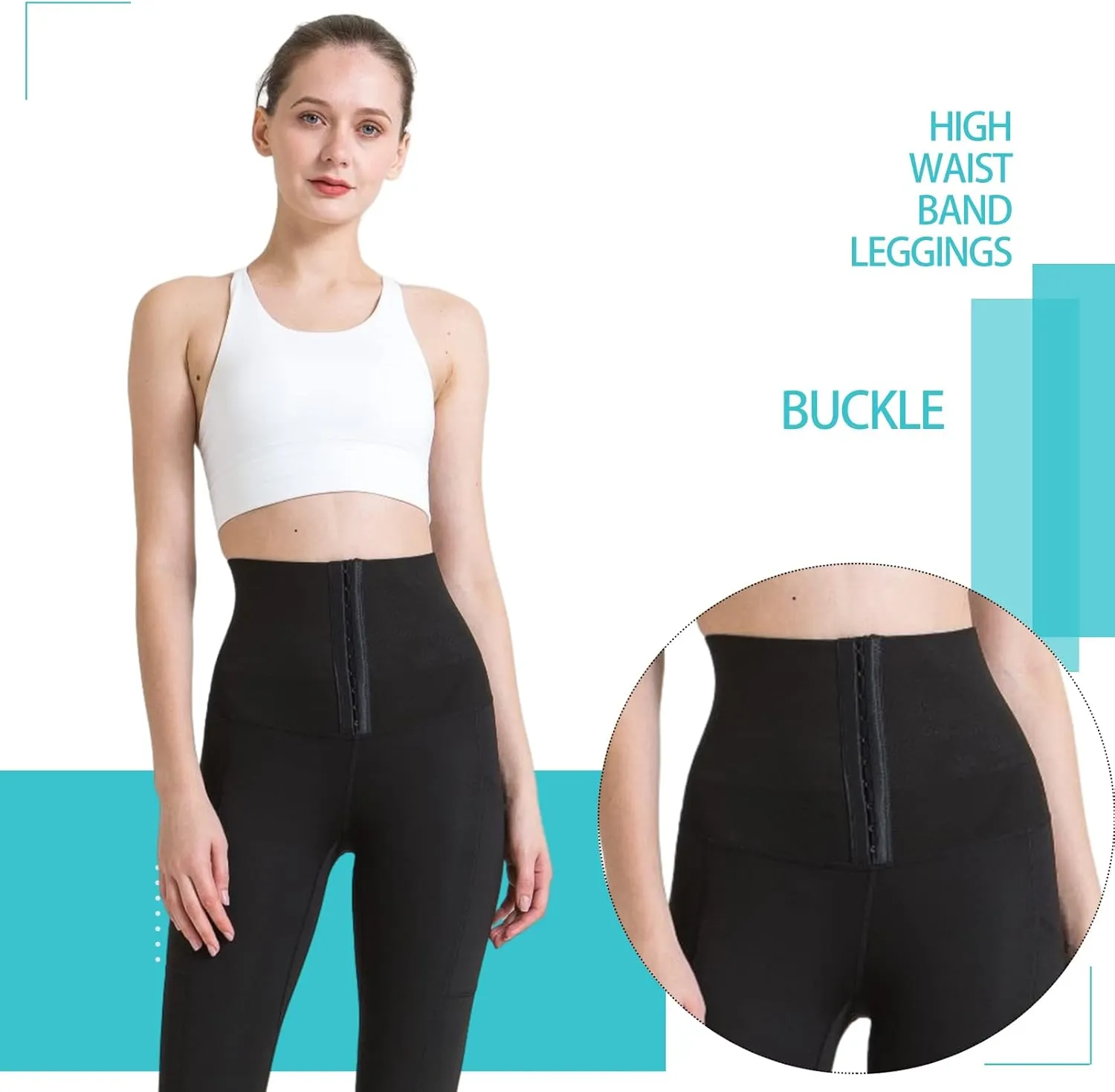 OCIOVAN Women's High Waisted Yoga Pants with Adjustable Waist Corset Belt Leggings Sports Trousers Waist Trainer
