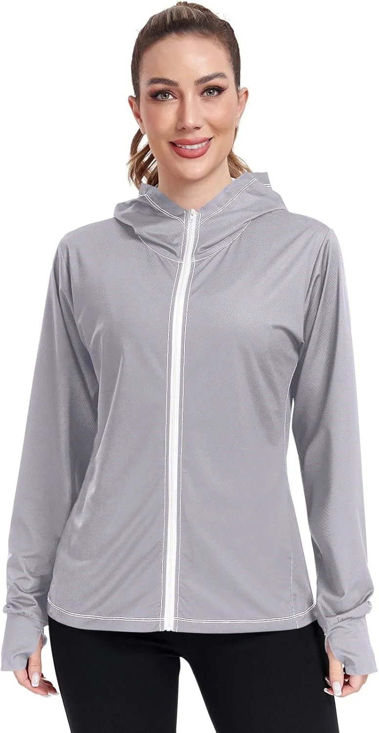 ODAWA Ruby Womens Upf Hoodie Upf 50 Sun Protection Shirt Long Sleeve Women's Hoodie Zip Front Rash Guard