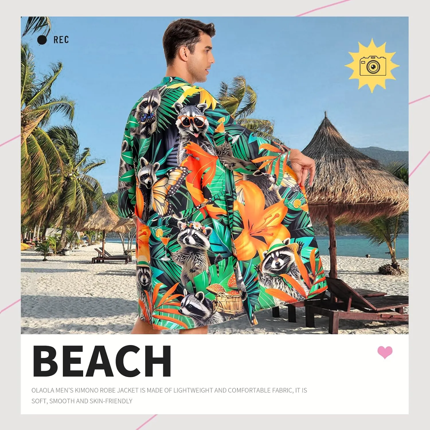 OLAOLA Men Lightweight Kimono Robe with Belt Japanese Style Robe Jacket Casual Open Front Long Cardigan Cape Coat Outwear