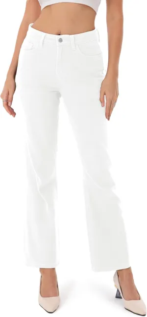 ONESO Women's Straight Leg Jeans Mid Waist Loose Stretchy Lightweight Trendy Jeans for Women Denim Pants
