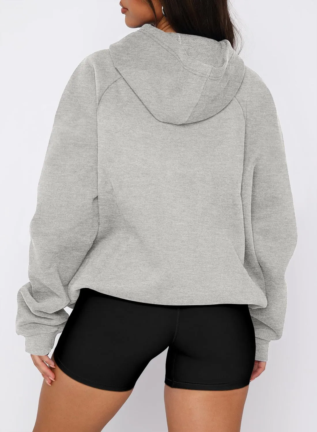 onlypuff Women Half Zipper Pullover Sweatshirt Long Sleeve Hoodies Kangaroo Pocket Fleece Basic Sweater