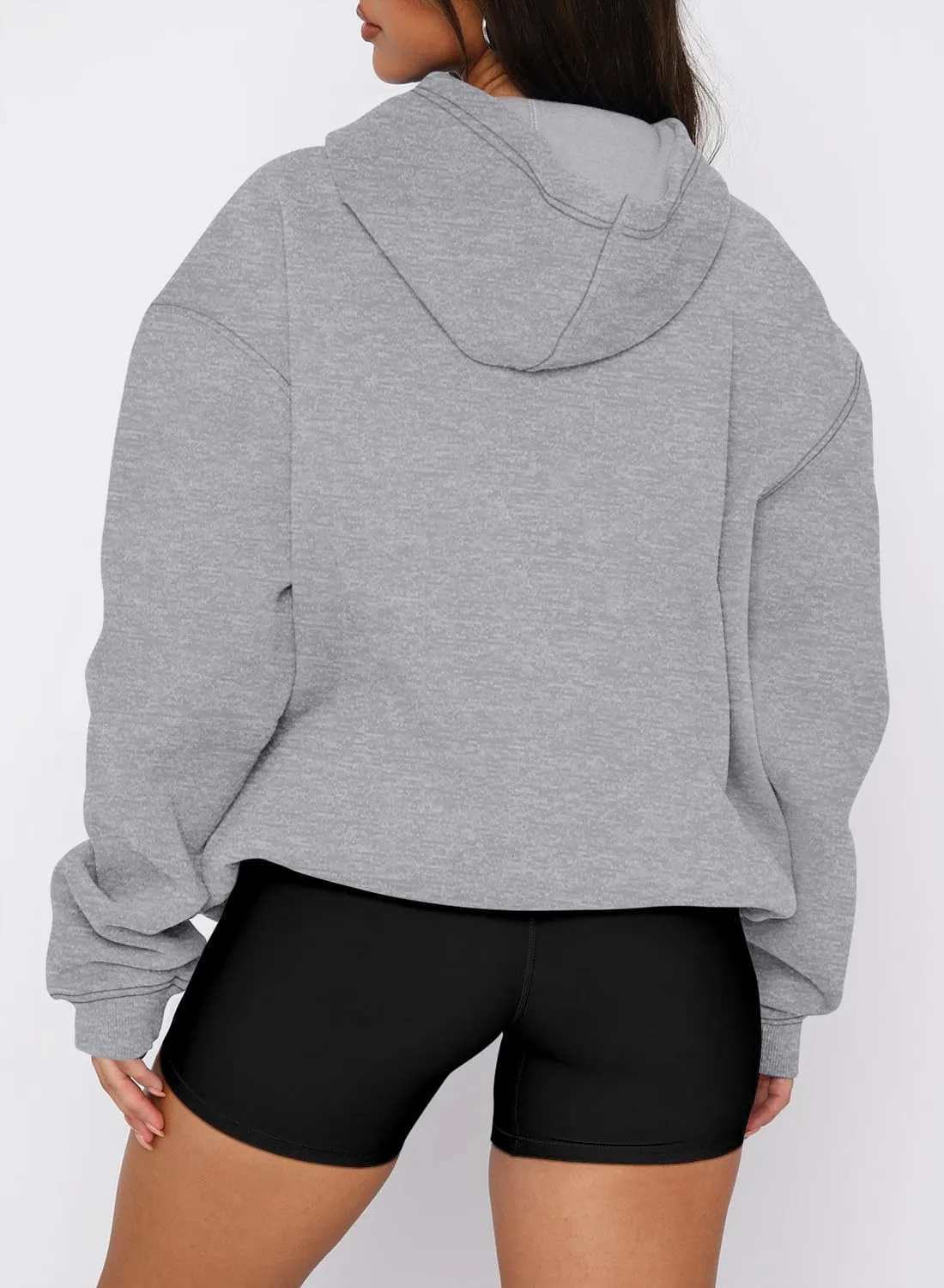 onlypuff Women Hoodies Casual Pullover Long Sleeve Sweatshirt Kangaroo Pocket Drop Shoulder Sweater