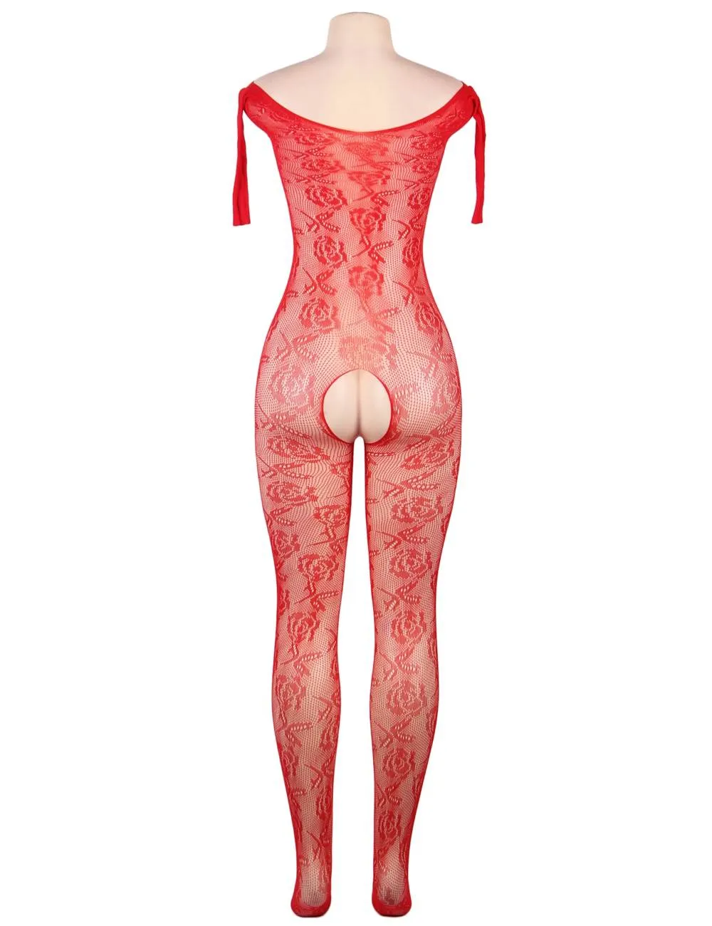 Open Crotch Rose Pattern Lace Bodystockings