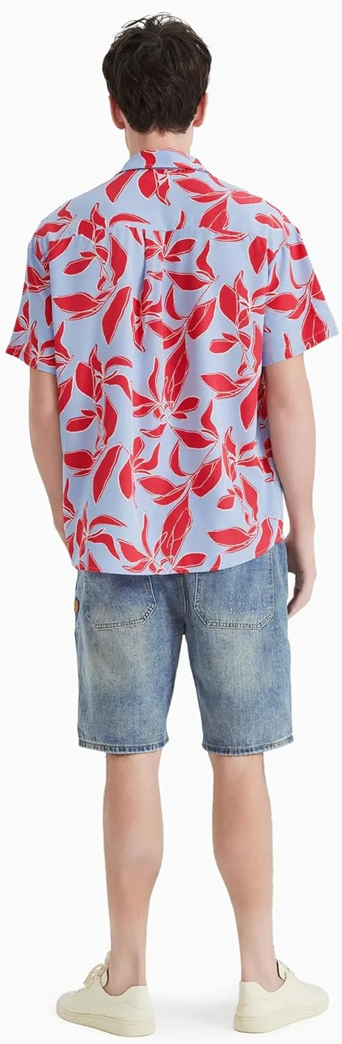 PATPAT Couples Matching Hawaiian Outfits: Beach Vacation Tropical Print Women Spaghetti Strap Maxi Dress or Men Cruise Shirt