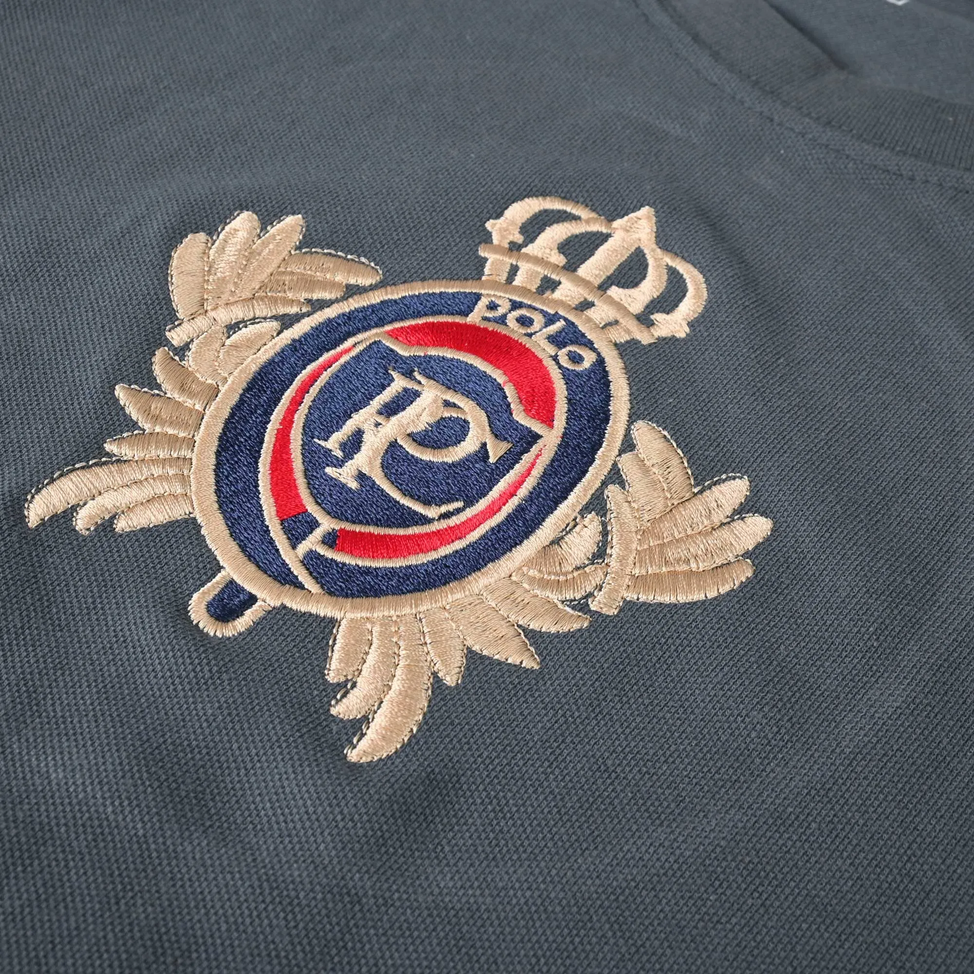 Polo Republica Men's PRC Crest Embroidered Raglan Sleeve Pique Tee Shirt