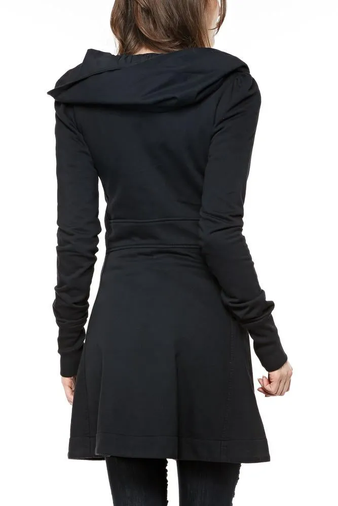 Prairie Underground Long Cloak Hoodie in Black