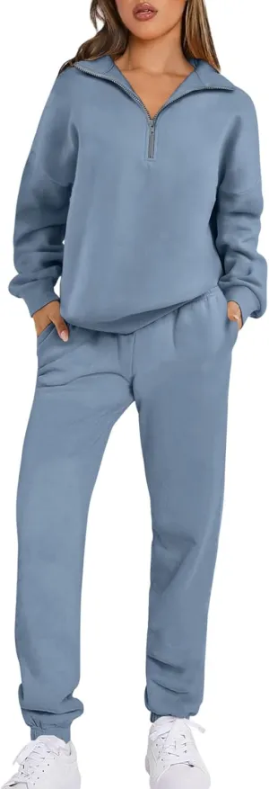 Prinbara Women 2 Piece Outfits Sweat Set 2024 Winter Oversized Sweatshirts Jogger Sweatpants Lounge Sets Fall Tracksuit