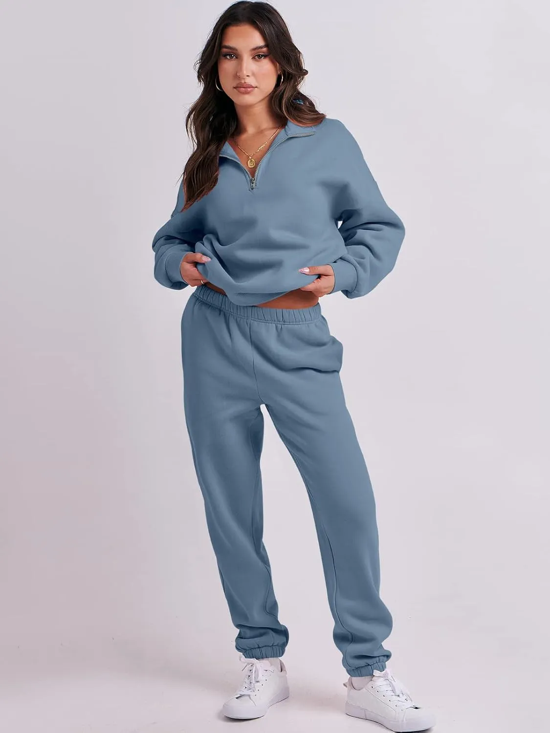 Prinbara Women 2 Piece Outfits Sweat Set 2024 Winter Oversized Sweatshirts Jogger Sweatpants Lounge Sets Fall Tracksuit