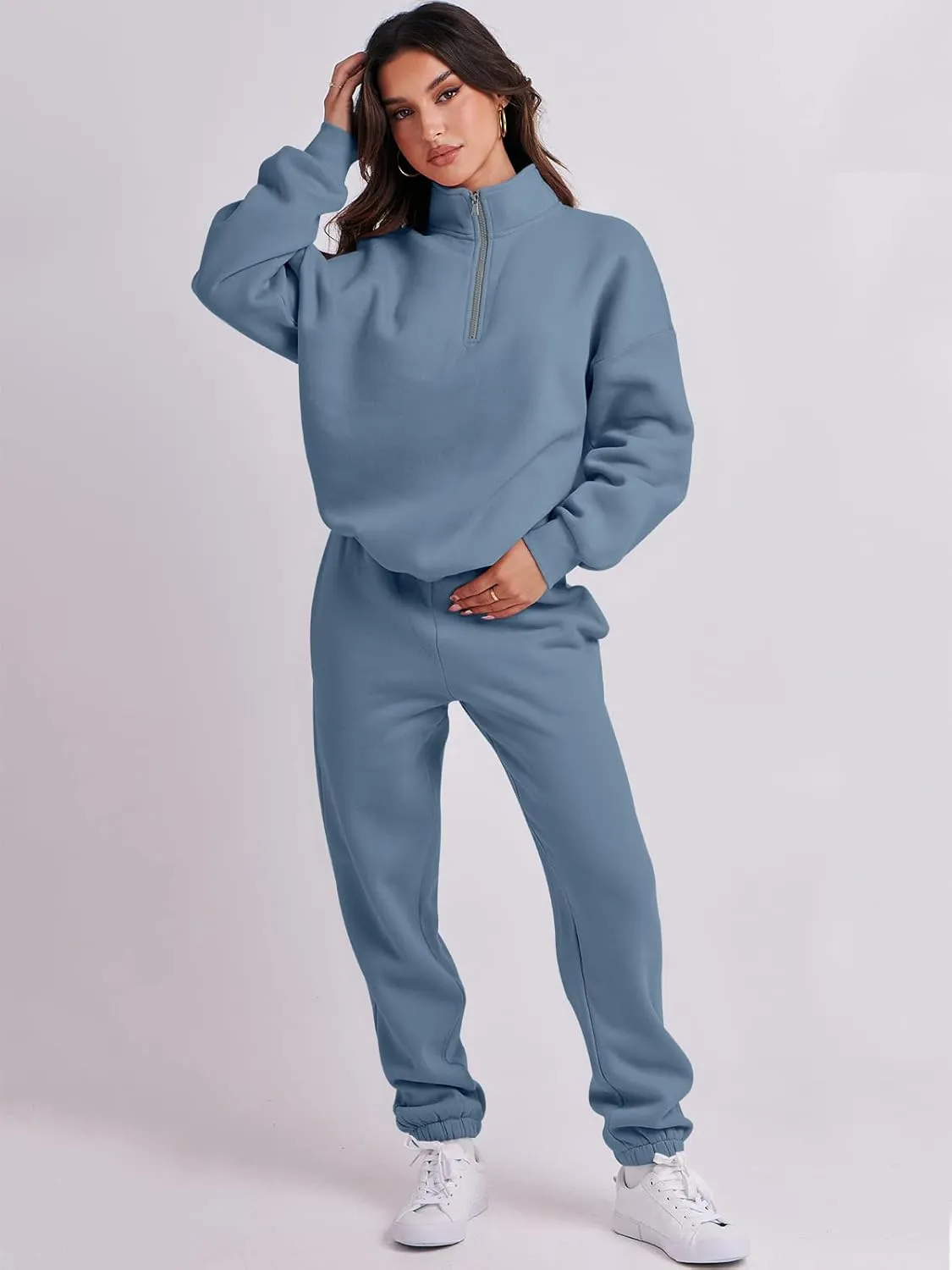 Prinbara Women 2 Piece Outfits Sweat Set 2024 Winter Oversized Sweatshirts Jogger Sweatpants Lounge Sets Fall Tracksuit