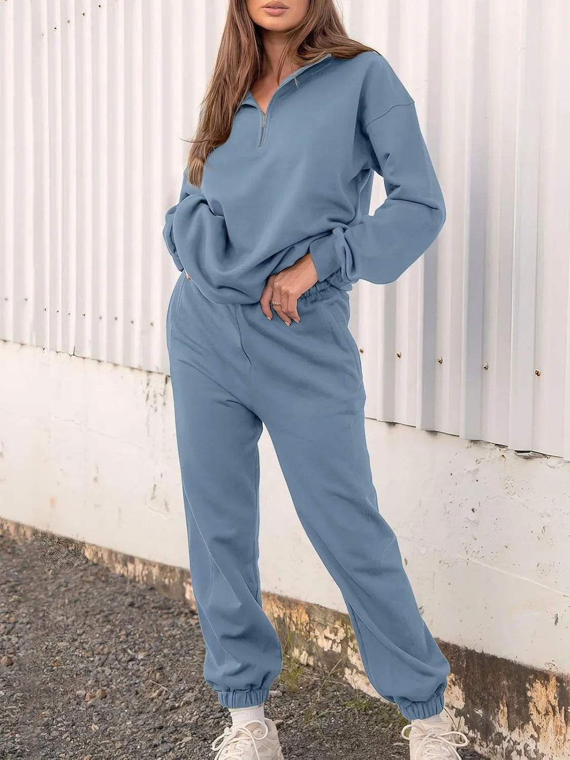 Prinbara Women 2 Piece Outfits Sweat Set 2024 Winter Oversized Sweatshirts Jogger Sweatpants Lounge Sets Fall Tracksuit