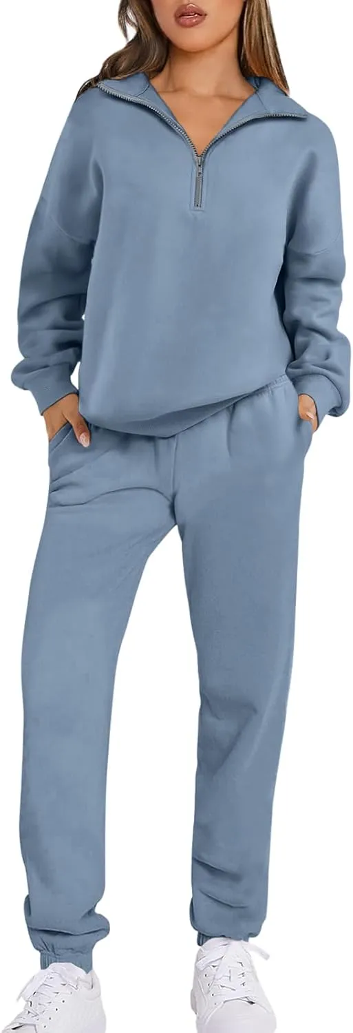 Prinbara Women 2 Piece Outfits Sweat Set 2024 Winter Oversized Sweatshirts Jogger Sweatpants Lounge Sets Fall Tracksuit