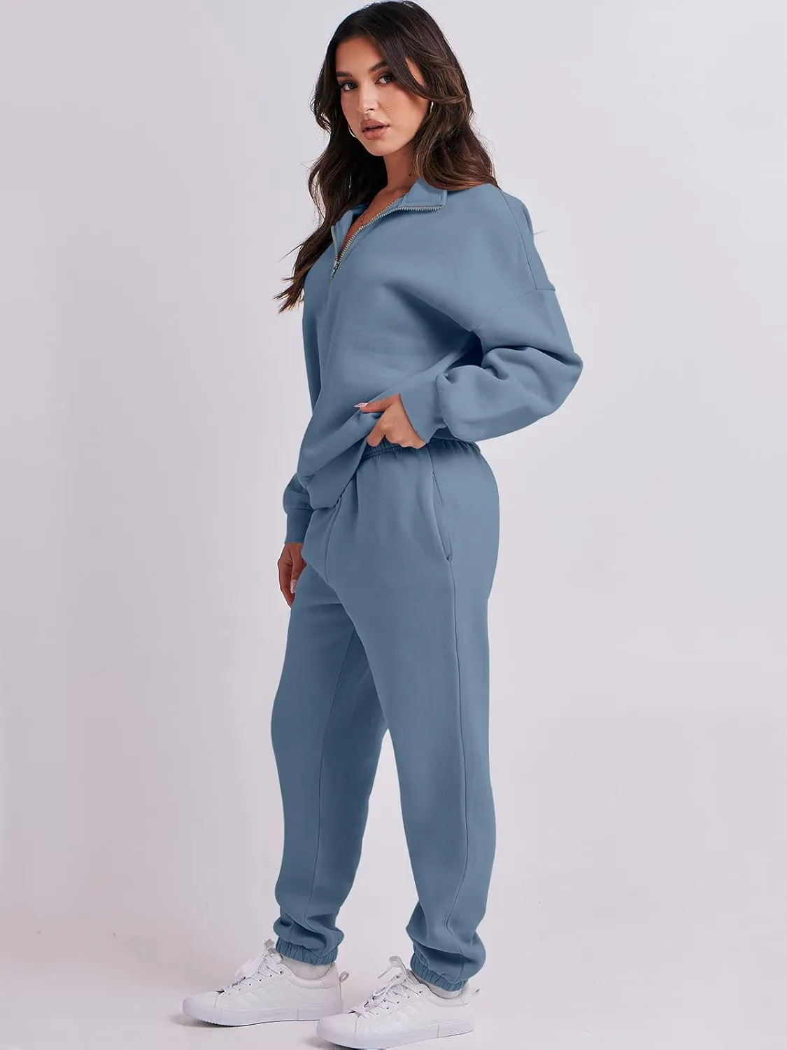 Prinbara Women 2 Piece Outfits Sweat Set 2024 Winter Oversized Sweatshirts Jogger Sweatpants Lounge Sets Fall Tracksuit