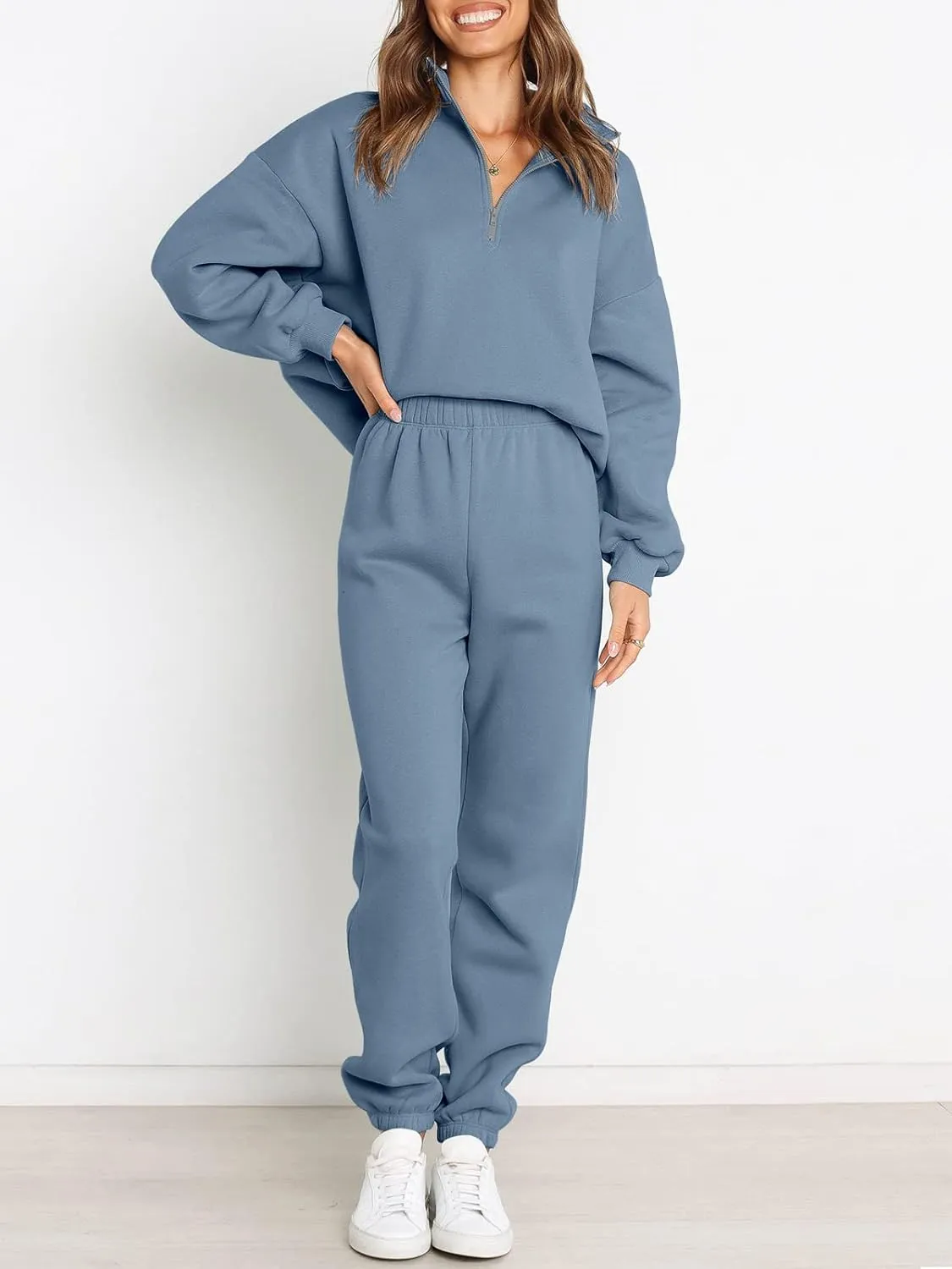 Prinbara Women 2 Piece Outfits Sweat Set 2024 Winter Oversized Sweatshirts Jogger Sweatpants Lounge Sets Fall Tracksuit