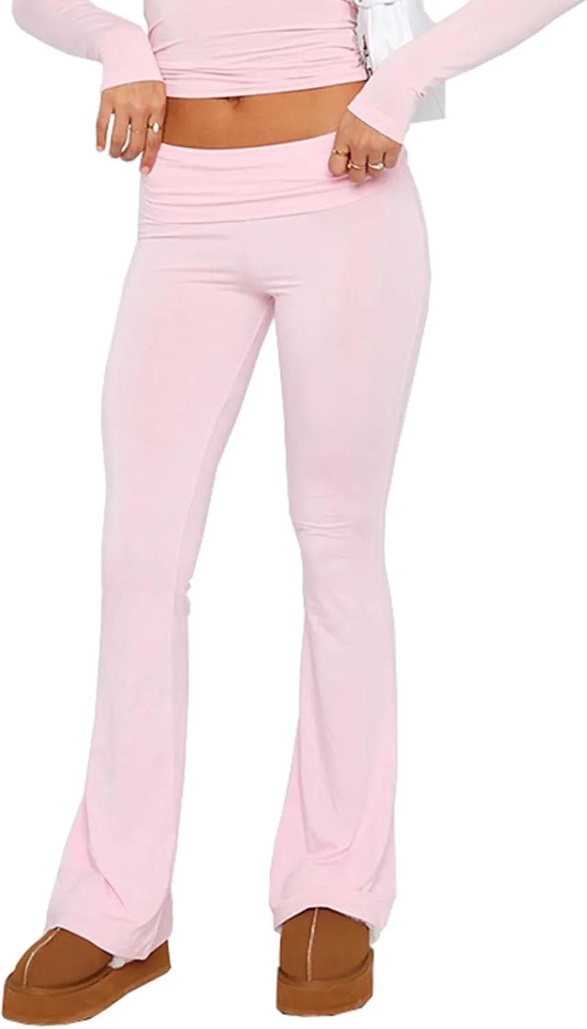 PRIVIMIX Women's Low Waisted Flare Leggings Bell Bottom Casual Lounge Bootcut Yoga Pants Sweatpants