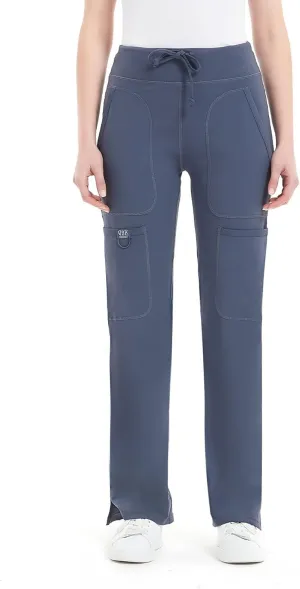 QBK Yoga Scrub Pants Women Mid Rise Yoga Work Pants- Five Pocket Cargo Scrub Pant