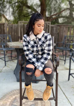 "Tahoe Cabin Fever" Outdoor Plaid Print Winter Jacket (black)
