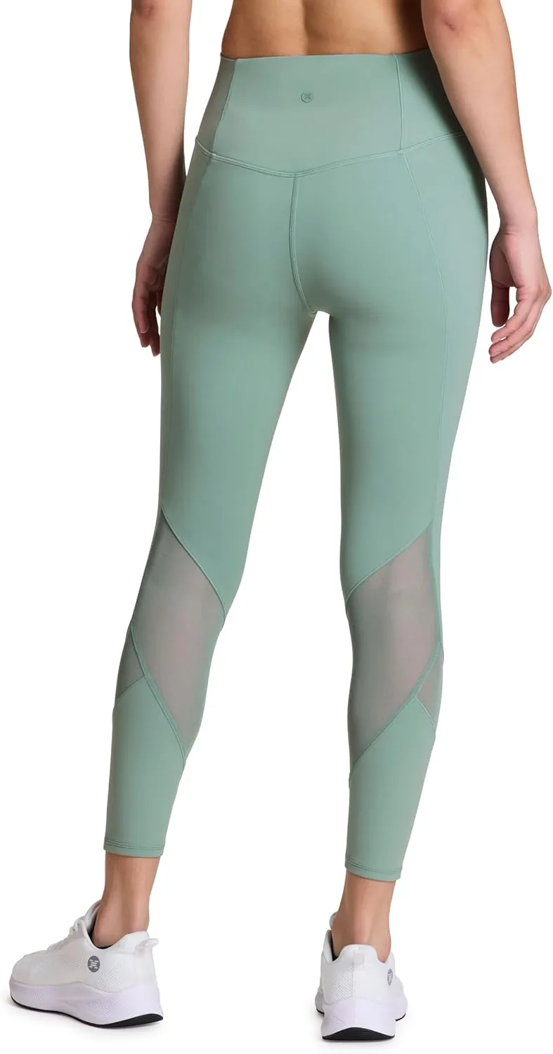 RBX Activewear Women's Yoga Leggings with Pockets, 7/8 Legging with Mesh Ankle Length Workout Pants Squat Proof Tights