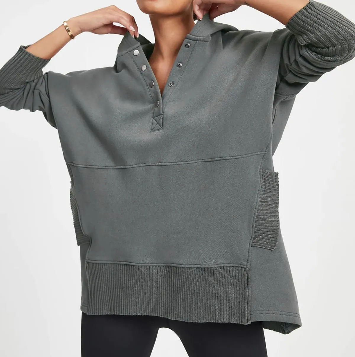 R.Vivimos Womens Oversized Sweatshirts Fall Essential Hoodies Pullover Cotton Long Sleeve Button Up Casual Tops with Pockets
